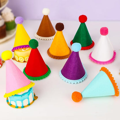 Hxezoc 10 Pcs Mini Birthday Party Hats Multicolor Lovely Crimping Cone Hats for Animals Stuffed Pets Birthday Holiday Accessories Decoration Supplies