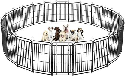 Heavy Duty Dog Playpen: 24 Steel Panels 47" Height, Square Steel Pipe with Reinforced Crossbars, 54FT 227 Sq.ft Portable Fence for Yard RV Camping, Snowy Black