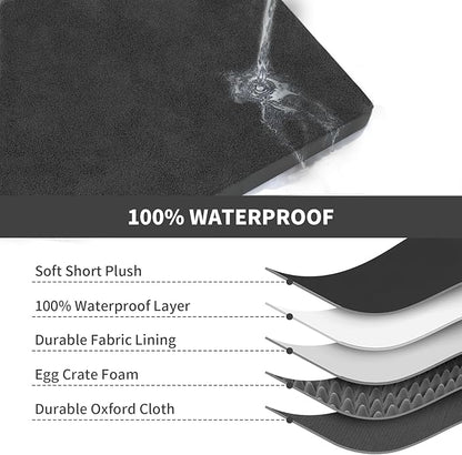 Large Comfy Washable Dog Bed, Orthopedic Egg Crate Foam Dog Crate Mat for Large Dogs with Removable Cover, 41x27 Inch, Black