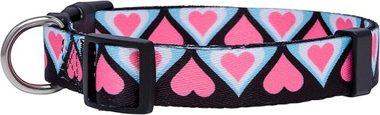 Native Pup Valentine’s Dog Collar- Valentines Day Pet Collars- Valentine Girly Hearts- Pink Red Heart- Cute Boy Girl Puppy Gift- Adjustable for Small, Medium, Large Breeds (Blue & Pink Hearts, Medium)