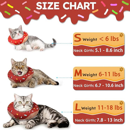 Cat Cone Collar Soft, Waterproof Cat Recovery Collars Spay Cones to Stop Licking Cute Donut E Collar After Surgery Anti-Lick Wound Healing Safety Elizabethan Collar for Kittens (Donut Brown, Large)
