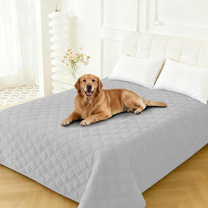 Waterproof Dog Bed Cover, Non-Slip Dog Blanket for Couch, Couch Covers for Dogs Washable, Pet Blanket for Furniture, Pet Bed Mat for Sofa, Car, Pet Supplies (82x102 Inch, Light Grey)