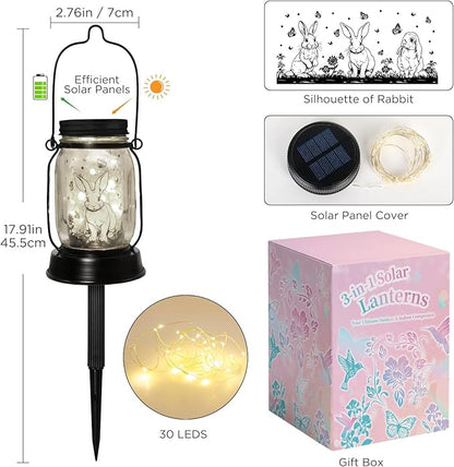 kyoryuger Bunny Gifts for Women/Men Bunny Lovers Solar Lantern Mom Birthday, Mothers Day, Animal Solar Lantern Garden Decoration Lights Outside for Yard, Patio,Backyard,Porch, Torches