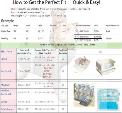 50 Pcs Disposable Rabbit Cage Liner Plastic Toilet Film Leak-Proof for Small Animals Bunny Guinea Pig Bird Cage Liners Litter Box Crate Tray Drawer Quick Cleanup Essentials Indoor (Extra Large)