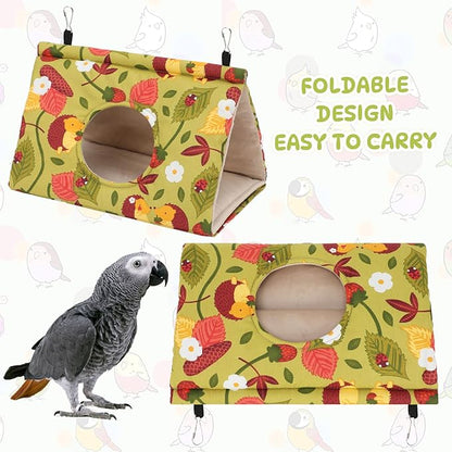 Rypet Winter Warm Bird Nest House - Hanging Hammock Velvet Shed Hut Cage Plush Fluffy Birds Hideaway Sleeping Bed Fuzzy for Parrot Parakeet Cockatiels Budgies Lovebird Medium (Mustard Yellow)