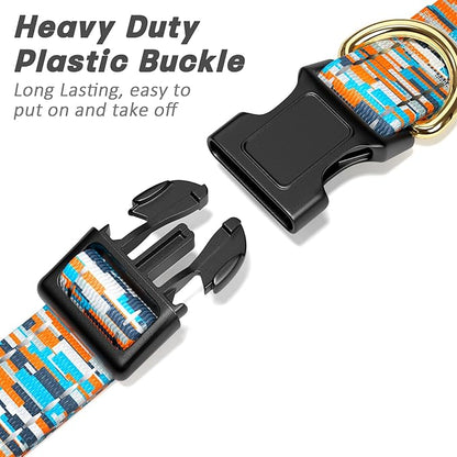 Reflective Dog Collar for Small Dogs, Cute Boho Adjustable Heavy-Duty Nylon Puppy Collar for Boy and Girl Female, Soft Pet Accessories with Quick Release Buckle, Colorful Spliced