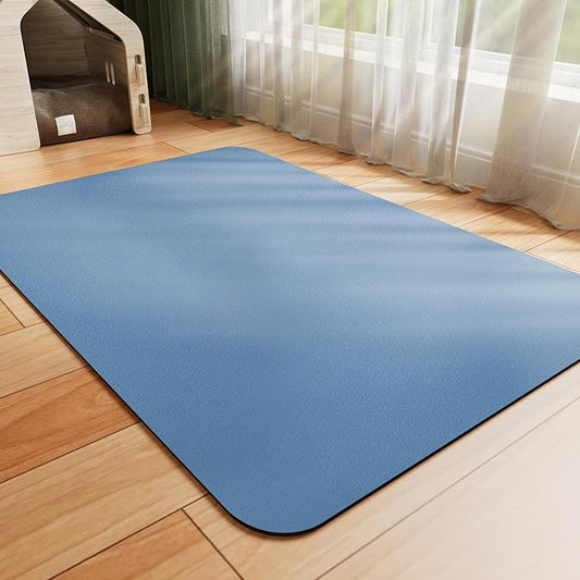 Dog Food Mat - Absorbent Cat Mat for Food and Water, No Stains Pet Feeding Bowl Mat, Easy to Clean Pet Placemats, Quick Dry Dog Water Dispenser Mat for Messy Drinkers | Blue 18"x34"