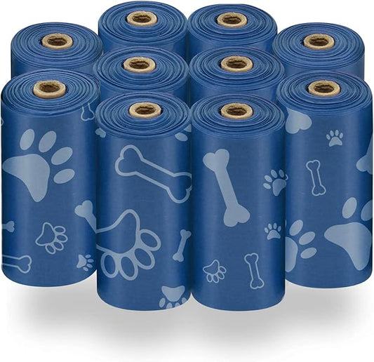 Best Pet Supplies Dog Poop Bags (150 Bags) for Waste Refuse Cleanup, Doggy Roll Replacements for Outdoor Puppy Walking and Travel, Leak Proof and Tear Resistant, Thick Plastic - Loyal Blue
