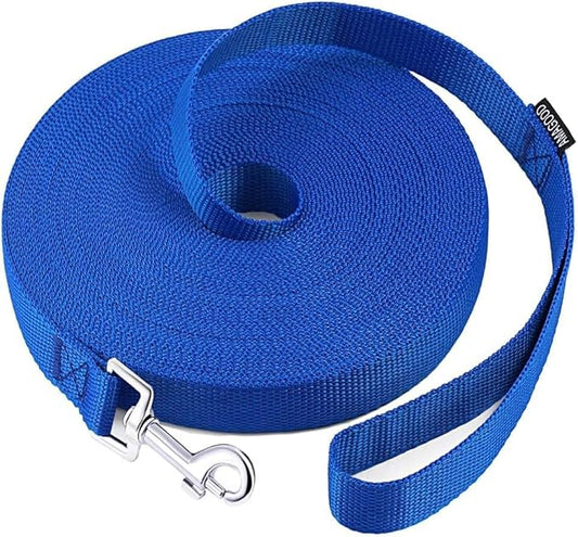 AMAGOOD Dog Leashes Heavy Duty 15ft 20ft 30ft 50ft 100ft Long Leashes-for Training,Tie Out(100Feet x 3/4Inch,Blue)