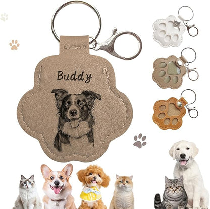 Dog Hair Keychain, Leather Pet Hair Collector Keychains, Pet Fur Keepsake Gift, Paw Charm for Collecting Cat Dogs Fur