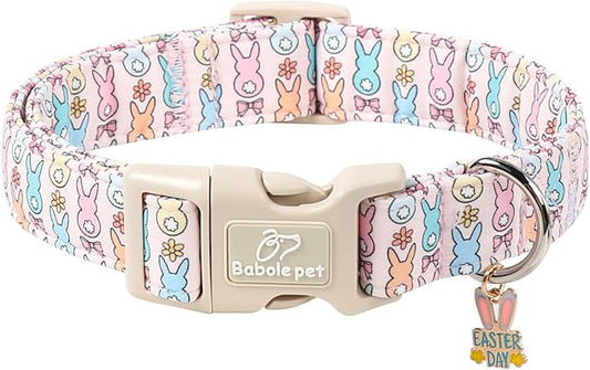 Easter Dog Collar for Puppy Small Dogs - Pastel Easter Bunny Collars for Female Dogs, Cute Spring Girl Dog Collar, Lightweight Adjustable Cartoon Holiday Pet Collars XS