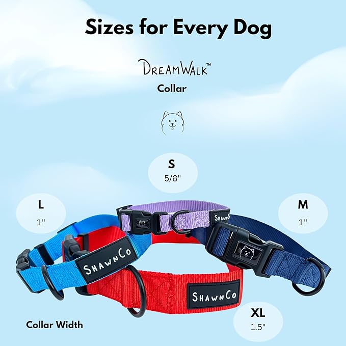 ShawnCo Dream Walk Dog Collar- Premium, Adjustable and Comfortable Pet Collar for Small, Medium, Large and Extra Large Dogs (M, Midnight)