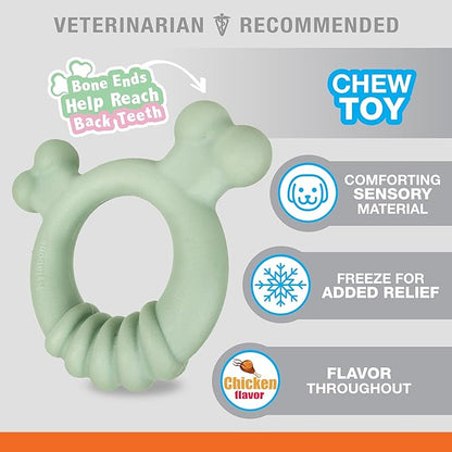 Nylabone Sensory Material Soothing Puppy Chew Toy Ring, Toys for Teething Puppies, Chicken Flavor, Small - Up to 25 lbs, 1 Count