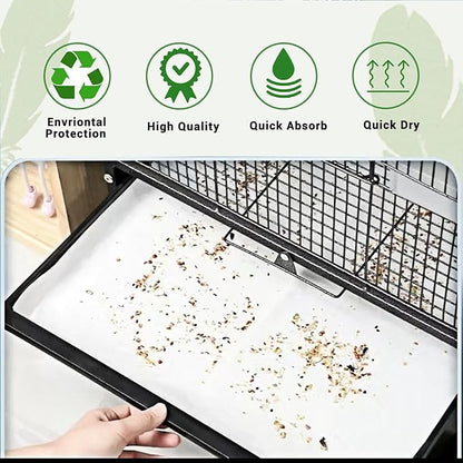 ZIQON 120 Pcs Bird Cage Liner Papers Big Size Cage Paper Liners Disposable Cage Paper Liners Precut Absorbent Cushion Pad Mat Accessories for Pet Bird Parrot (White, 12.2×8.2 inch)