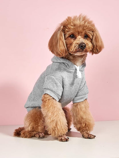 QWINEE Basic Dog Hoodie Sweatshirt Puppy Sweater Warm Cat Costumes Pet Clothes for Chihuahua Puppy Kitten Small Medium Dogs Black Green and Grey Large