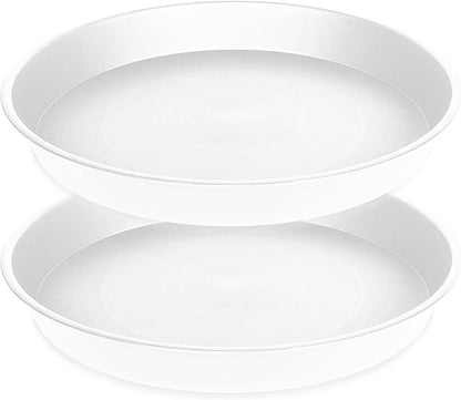 2 Pack of 10 inch Plant Saucer Gray, Heavy Duty Plastic Plant Saucer 10 inch Round, Durable Plant Tray for Pots, Plant Saucers for Indoors, Plant Trays for Planter 9"/10" (10", White)