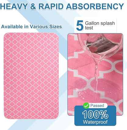 OUTCREATOR® Washable Bed Pads 34" x 76" (Pack of 2), Incontinence Mattress Protector, Anti-Slip Waterproof Underpads for Adults Kids Elderly Pets, Absorbency & Reusable Bedwetting Pads (Pink)