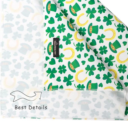 ARING PET St Patrick's Day Dog Bandana, Cute Green Shamrocks Pet Bandanas Scarf Triangle Bibs Handkerchief for Puppy Small Medium Large Boy Girl Dogs-L