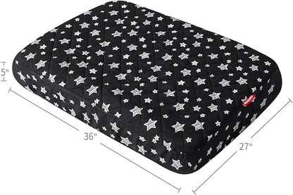 Waterproof Dog Bed Covers Replacement Washable Pet Hair Easy to Remove, Noiseless Quilted Puppy Pet Bed Cover Lovely Black Star Print 27x36 Inches, for Dog/Cat, Cover Only