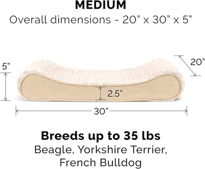 Furhaven Replacement Dog Bed Cover Ultra Plush Faux Fur & Suede Contour Luxe Lounger, Machine Washable - Cream, Medium