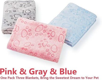 LeapSheep Pet Blankets for Dogs Cats - 3Pack Heart Pattern Super Soft Fluffy Dog Blankets for Small Medium Large Doggy Kitten (Light, Small)
