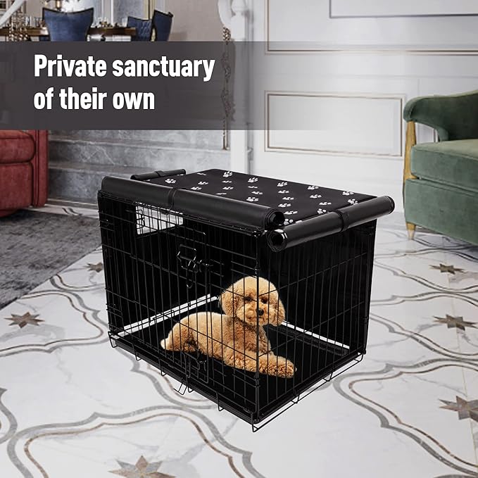 Pet Prime Dog Crate Cover for Wire Cages 24 30 36 42 48 Inch Outdoor Pet Kennel Cover Machine Wash & Dry (Cover Only) (24 Inch Crate Cover (24"x18"x19"))