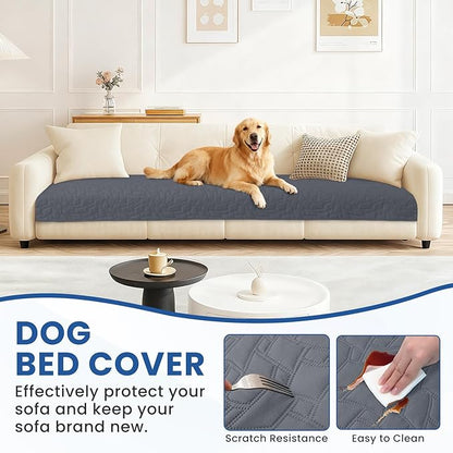 Waterproof Dog Bed Cover Pet Blanket, Soft Couch Cover for Dogs Washable, Non-Slip Dog Blanket Protect Furniture Couch Sofa Car for Puppy Large Dogs Cat (82x120 Inch, Dark Grey)