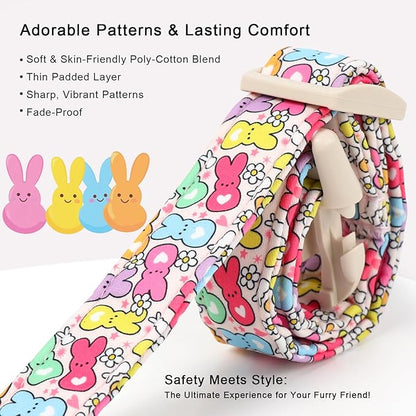 Easter Dog Collar for Small Dogs - Colorful Bunny Print Easter Collar for Male Female Dogs, Lightweight Adjustable Spring Holiaday Dog Collars with Quick Release Buckle S