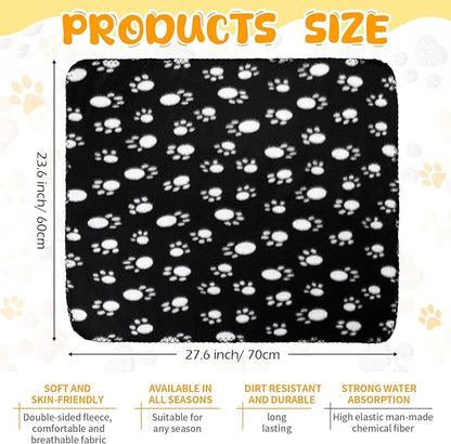 Tatuo 10 Pieces Pet Blankets with Paw Print Dog Cat Fleece Blankets Soft Warm Sleep Mat Pad Bed Cover for Kitten Puppy and Other Small Animals, 24 x 28 Inch(Cool Color)