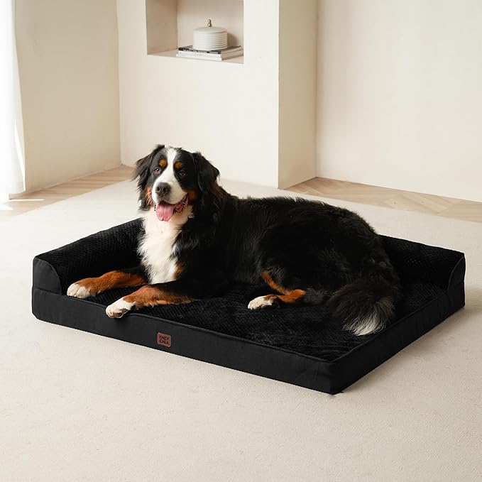 EHEYCIGA Extra Large Dog Bed Othorpedic, Memory Foam XL Dog Bed with Washable Removable Cover, Waterproof Pet Sofa Couch XLarge Size Dogs with Nonskid Bottom, 44x32x6.5, Black