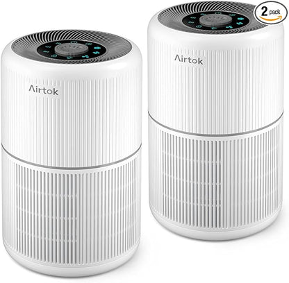 2 Pack Air Purifier for Home Bedroom with H13 True HEPA Filter for Smoke, Smokers, Dust, Odors, Pollen, Pet Dander | Quiet 99.9% Removal to 0.1 Microns | White Available for California