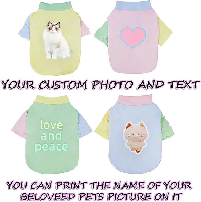 Custom Dog Shirt,Personalized Pet Apparel with Name Text Photo Image,Lightweight Breathable Puppy Kitten Cotton Vest for Small Medium Large Dogs Cats,Puppy Gift (Dopamine Green, Small)
