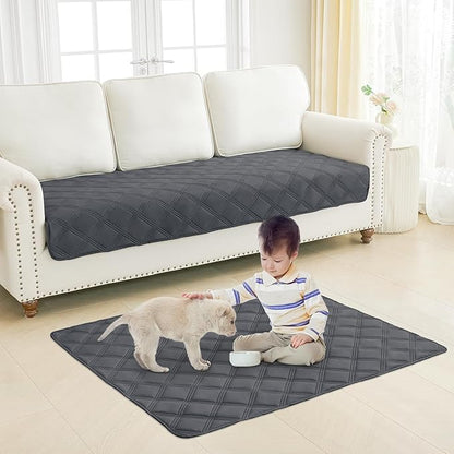 Smiry Waterproof Dog Bed Cover Blanket 40x90, Soft Reversible Pet Blanket, Washable Leakproof Cats Dogs Couch Cover for Sofa, Couch, Furniture, Dark Grey/Dark Grey