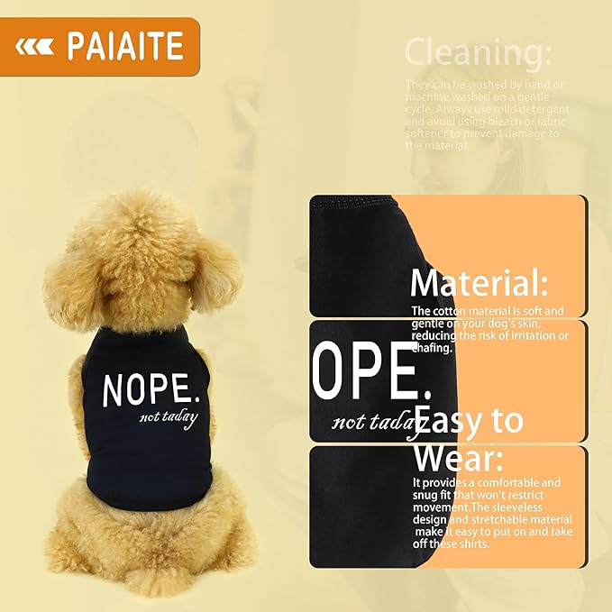 Discover Cozy Cotton Canine Wear: Soft, Lightweight, and Breathable Dog Shirt Vest with Eye-Catching Graphics(Nope not Today), Keeping Your Furry Friend Warm and Comfy! Grey 3XL