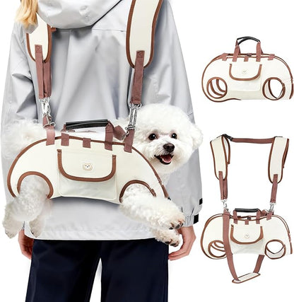 Hands Free Dog Backpack Carrier for Small Dogs, Yorkie Shoulder Carrier Sling Backpack Carriers Dog Lift Harness Portable Breathable Pet Carrier Backpack for Small Puppies (S, 4.4-8.8 lbs)