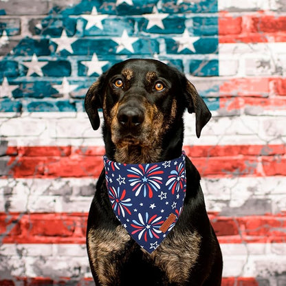 PTDECOR American Flag Dog Bandana 4th of July Dog Puppy Scarf Reversible Red Blue Patriotic Bandanas for Small Dogs Pets (Blue & Red, Small)