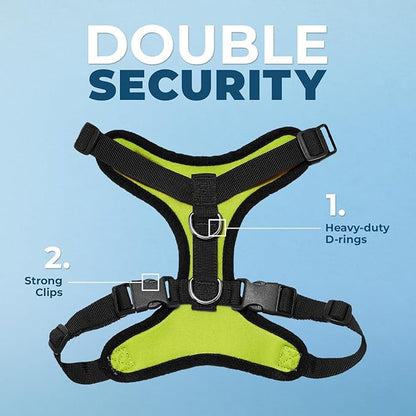 Voyager Step-in Pet Harness - All Weather Mesh, Adjustable Step in Harness for Cats and Dogs by Best Pet Supplies - Lime Green/Black Trim, XS
