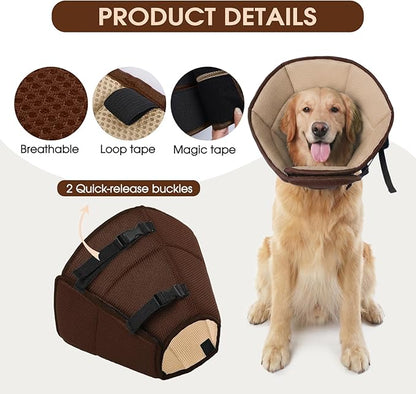 Dog Cone for Large Dogs After Surgery, Adjustable Soft Recovery Cone Collar for Dogs to Stop Licking, Professional Elizabethan Collar for Pet, Recovery Cones for Wound Healing & Hot Spots