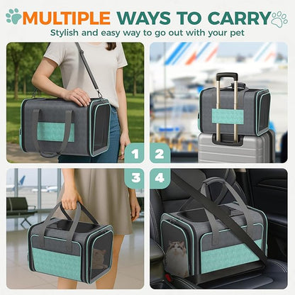 Cat Carrier for Airline Approved: Soft-Sided Cat Carrier Expandable for Small Dogs up to 15LBS - Pet Travel Bag for TSA Approved - Breathable for Airplane Camping Outdoor