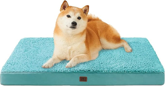 EHEYCIGA Orthopedic Dog Beds for Large Dogs with Removable Washable Cover, Turquoise Blue, 36x27