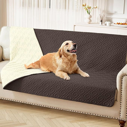 hyha Waterproof Dog Blanket, Soft Dog Bed Cover Pet Blankets, Waterproof Sofa Couch Cover for Dogs Washable, Reversible Pet Couch Covers for Sofa Furniture (52x82 Inch, Chocolate/Beige)