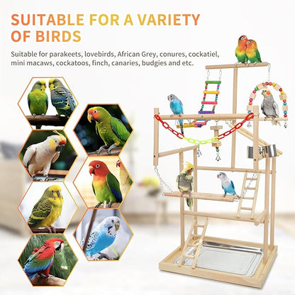 Bird Playground, Playstand for Parrot Cage Accessories (4 Ladder)