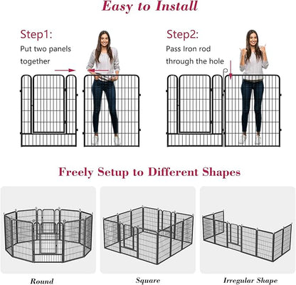 Dog Playpen, 40 inch 14 Panels Dog Pen Indoor Pet Dog Fence Outdoor for Yard Metal Puppy Playpen Pet Exercise Pen Rustproof Portable Dog Fence for RV Camping