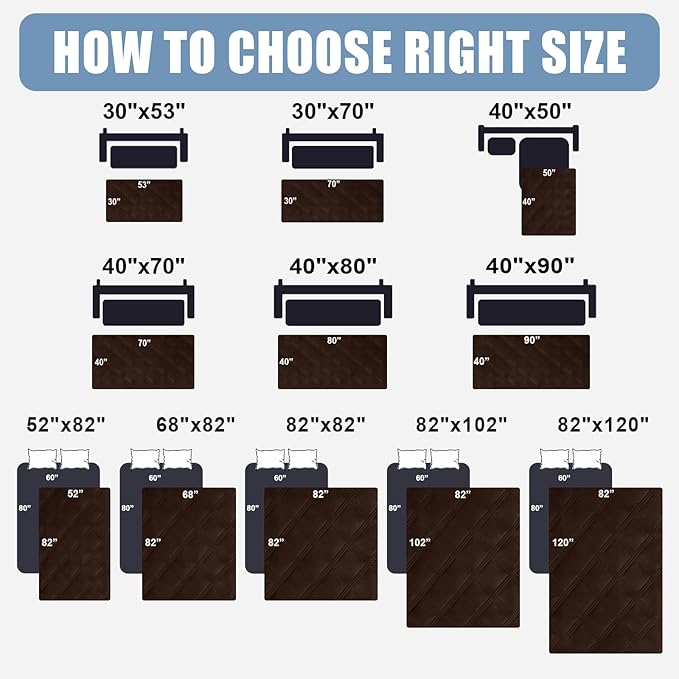 Smiry Waterproof Dog Bed Cover Blanket 30x53, Soft Reversible Pet Blanket, Washable Leakproof Cats Dogs Couch Cover for Sofa, Couch, Furniture, Chocolate/Chocolate