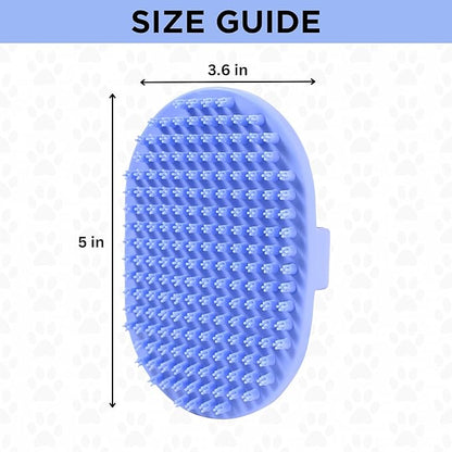 Dog Grooming Bath Brush, Pet Rubber Brush for Shower Scrubbing & Soothing Massage, Ideal for Long & Short Haired Dogs and Cats, Essential Puppy Accessories, Short-Pins [We Love Doodles]