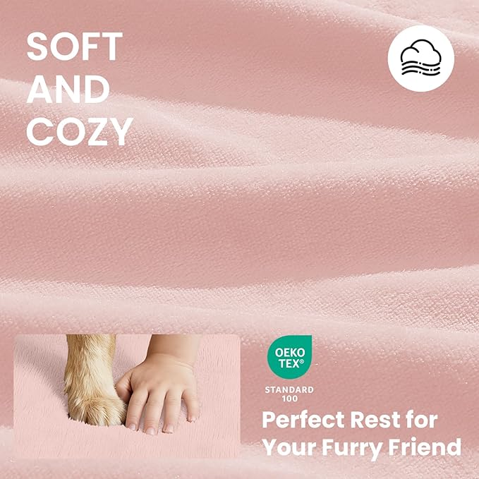 OhGeni Orthopedic Waterproof Dog Bed for Medium Large Dogs, Machine-Washable Removable Cover in Easy-Clean Fabric, High Density Foam & Easy-Carry Handle, Suitable for Crate, 35 inch (Pink)