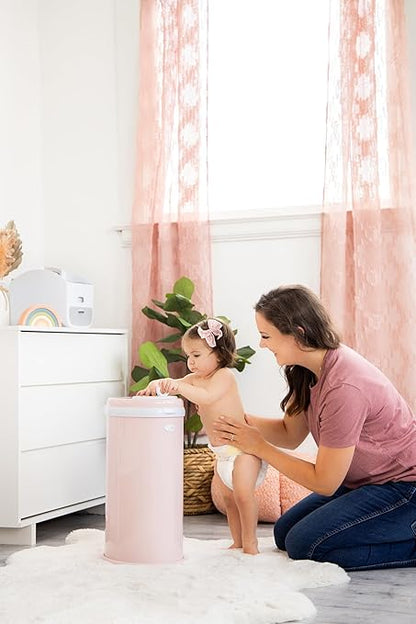 Ubbi Steel Diaper Pail, Odor Locking, No Special Bag Required, Award-Winning, Registry Must-Have, Blush Pink