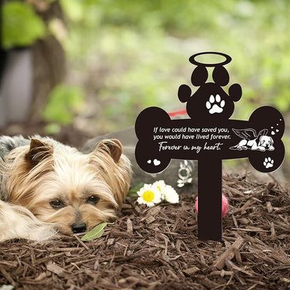 Pet Grave Markers Dog - Pets Memorial Stone Decorations Cemetery Headstones Decor Graveyard Remembrance Graveside Metal Stake Sign for Outdoors Yard