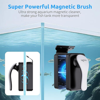 SEAOURA Magnetic Aquarium Glass Cleaner，Algae Scraper for Aquarium Fish Tank， Fish Tank Algae Clean Brush Dual-Sided Side Floating Aquarium Magnetic Brush (M)