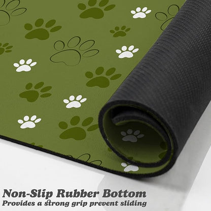 Dog Food Mat, Absorbent Water Bowl Mats Cat Pet Feeding Placemats Dark Green 24 * 32 inch